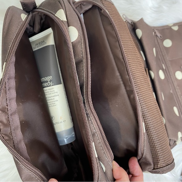 Reisenthel Hanging Brown Polka Dot Wrap Cosmetic Toiletry Travel Bag - Picture 3 of 10